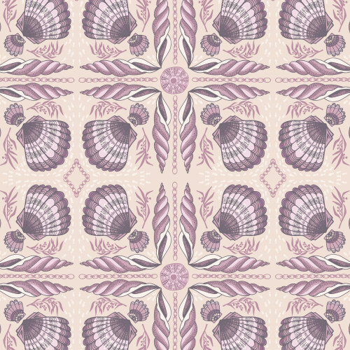 Shell Tile in Beige/Dusty Pink from Seashell Serenade for Cloud9 Fabrics (Avail Jun)