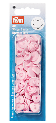 Prym Pale Pink Heart Non-sew Colour Snaps - 12.4mm 30 Pieces