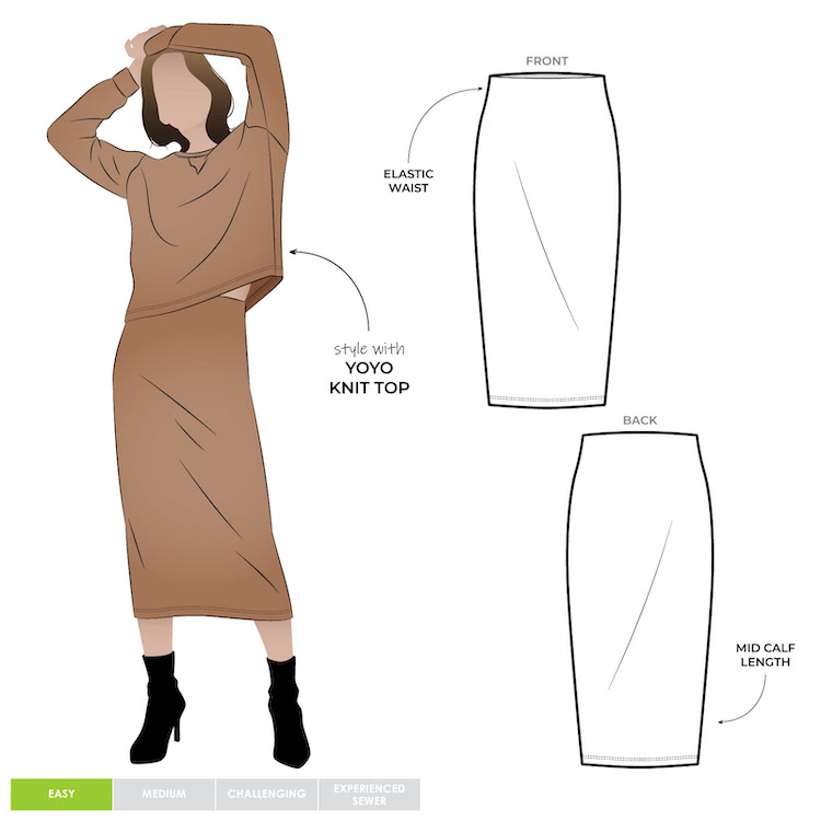 YoYo Knit Skirt Pattern Size 4-16 By Style Arc