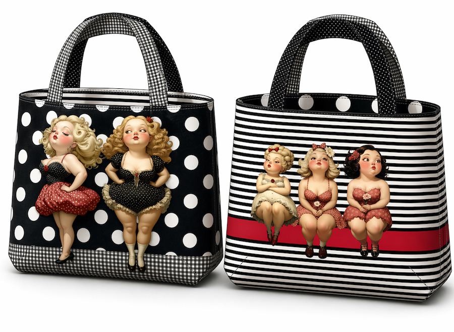 Curves & Curls Printed Canvas Bag Panel By Stenzo Textiles