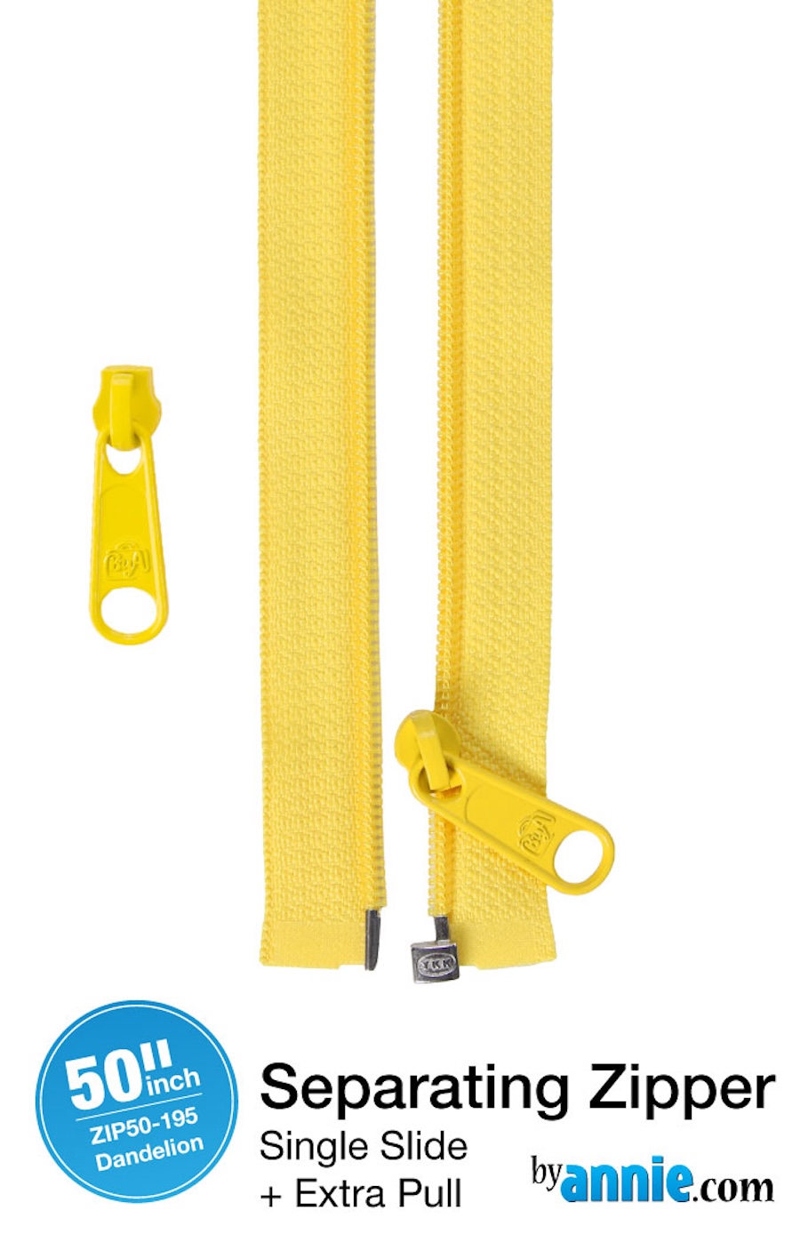 50in Separating Zipper + Extra Slide Dandelion From Byannie