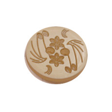 Acrylic Button 2 Hole Engraved 14mm Beige