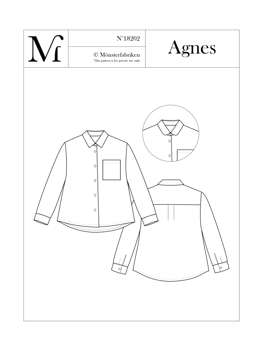 Agnes Shirt Pattern 96 -116cm Chest by Monsterfabriken