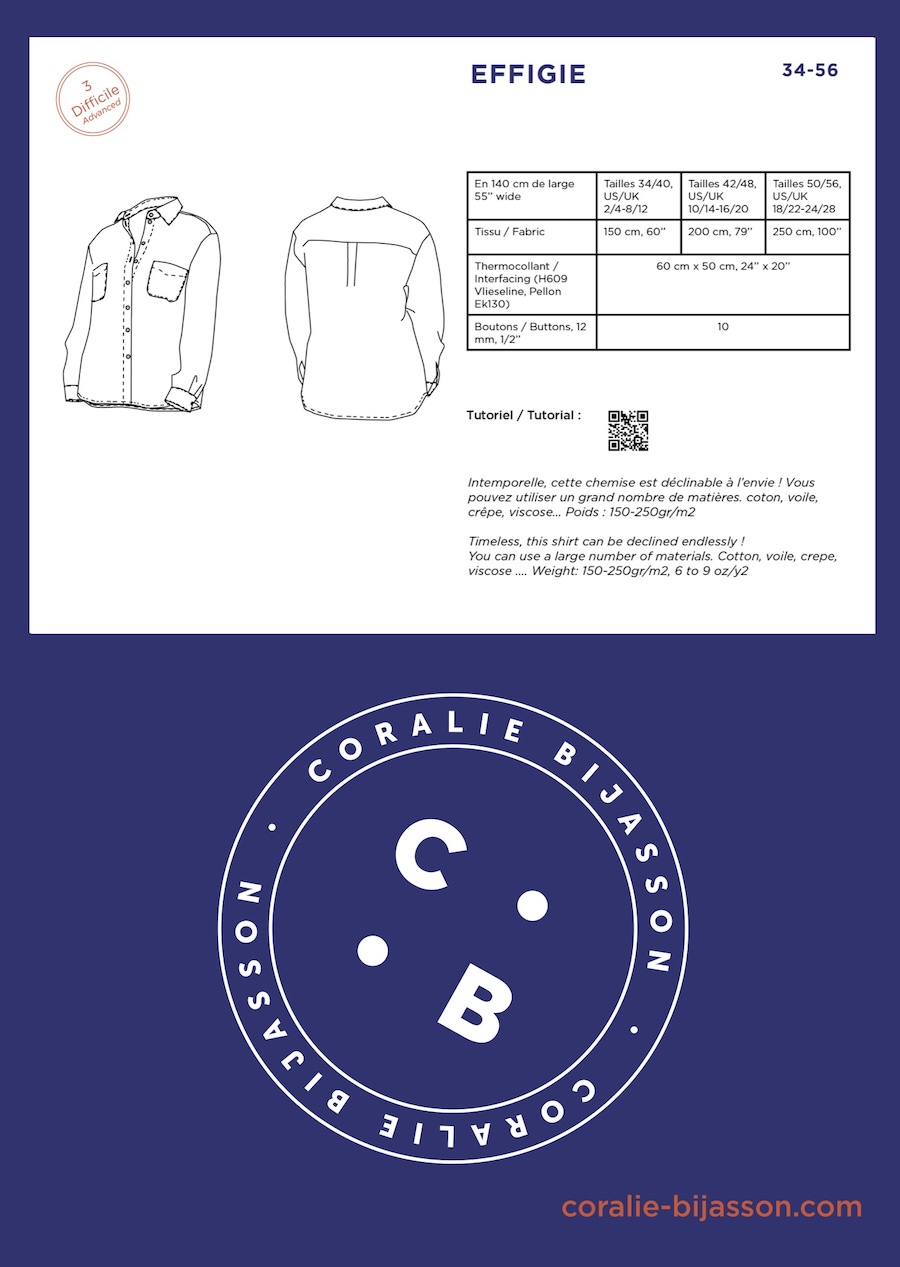 Effigie Shirt Pattern By Coralie Bijasson (Avail May)