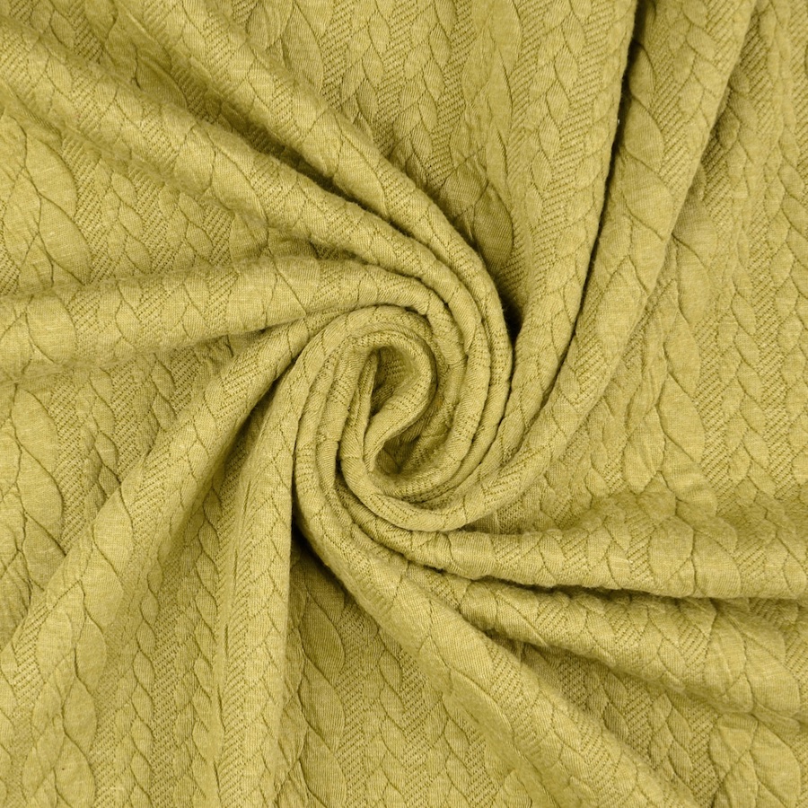 Lime Heathered Cable Jacquard Knit from Barso by Modelo Fabrics