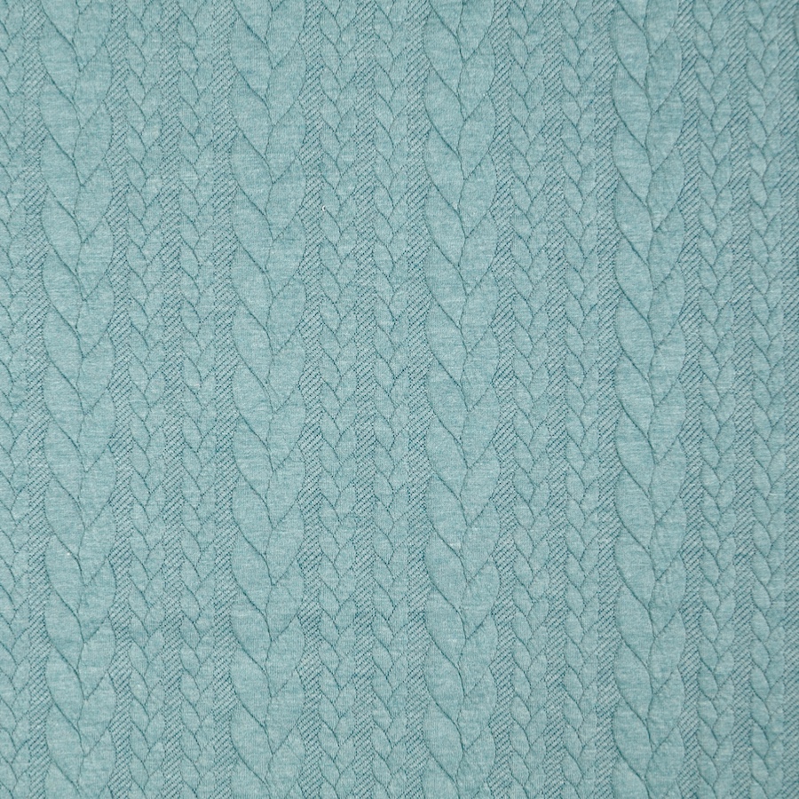 Aqua Heathered Cable Jacquard Knit from Barso by Modelo Fabrics