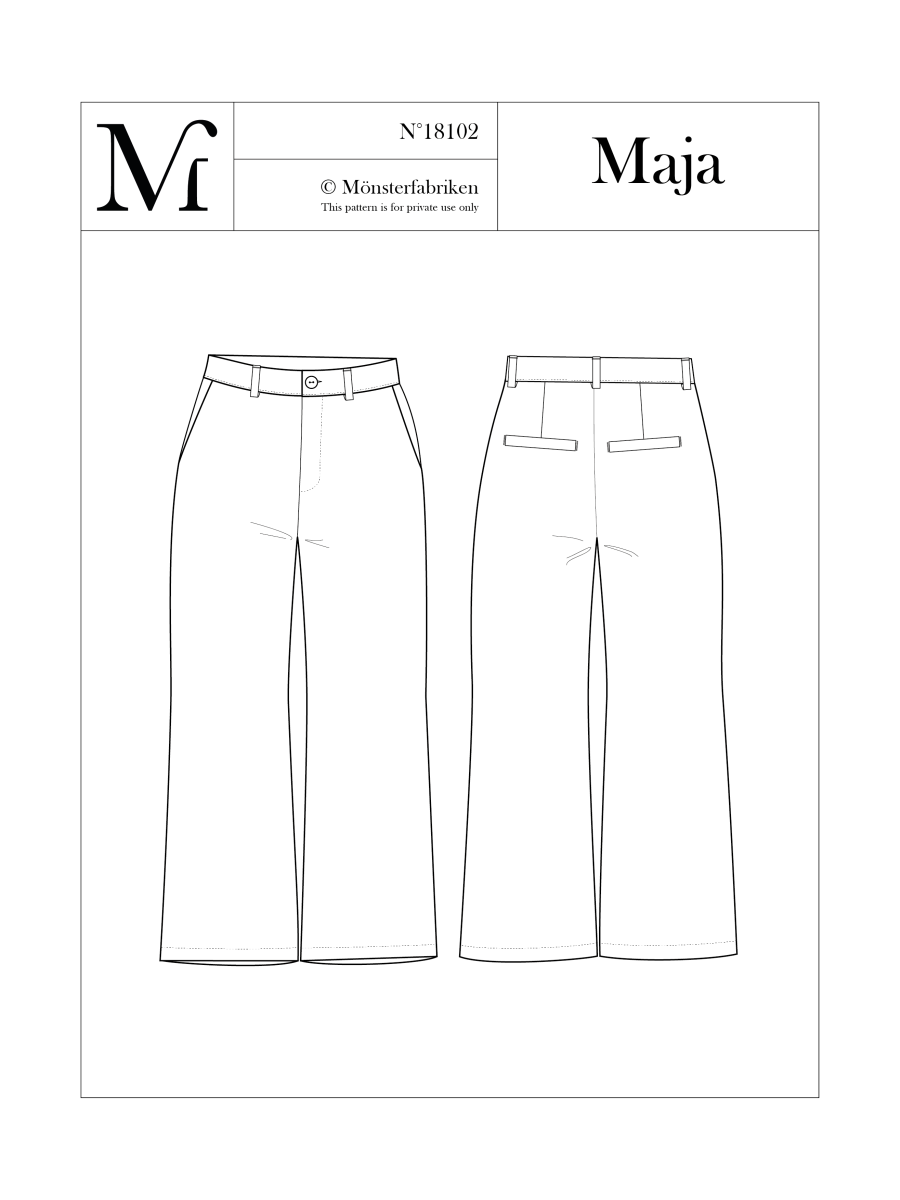 Maja Trousers Pattern 90 - 106cm Hip by Monsterfabriken