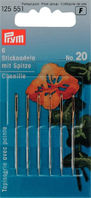 Prym Needles Chenille Sharp Point No.20 With 6pcs