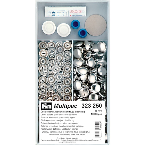 Prym Cover Buttons 15mm Silver Finish - 100 Pieces Brass Rustproof