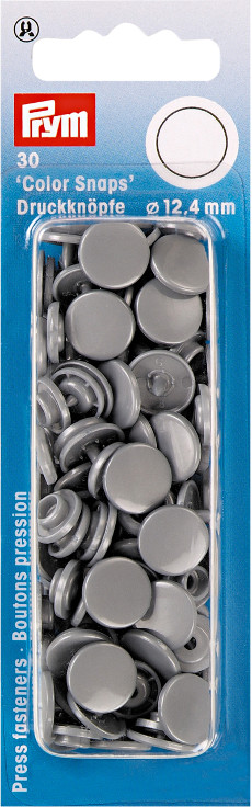 Prym Silver Grey Non-sew Colour Snaps - 12.4mm 30 Pieces