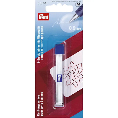Prym Refills For Cartridge Pencil (610840) 0.9mm White (6 pieces)