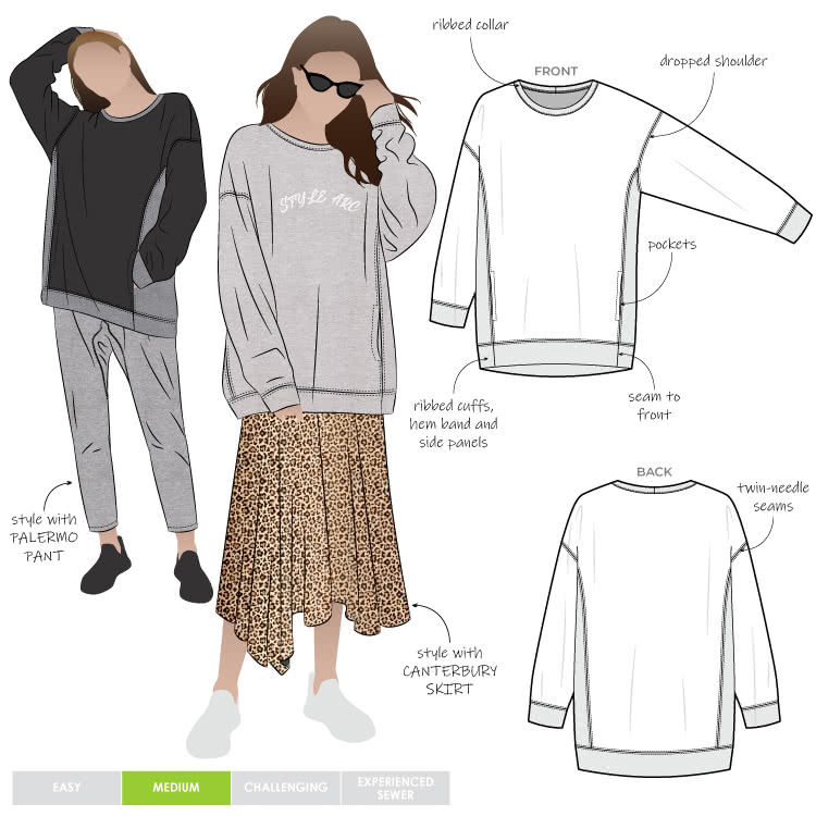 Fenix Sweatshirt Pattern Size 4-16 By Style Arc