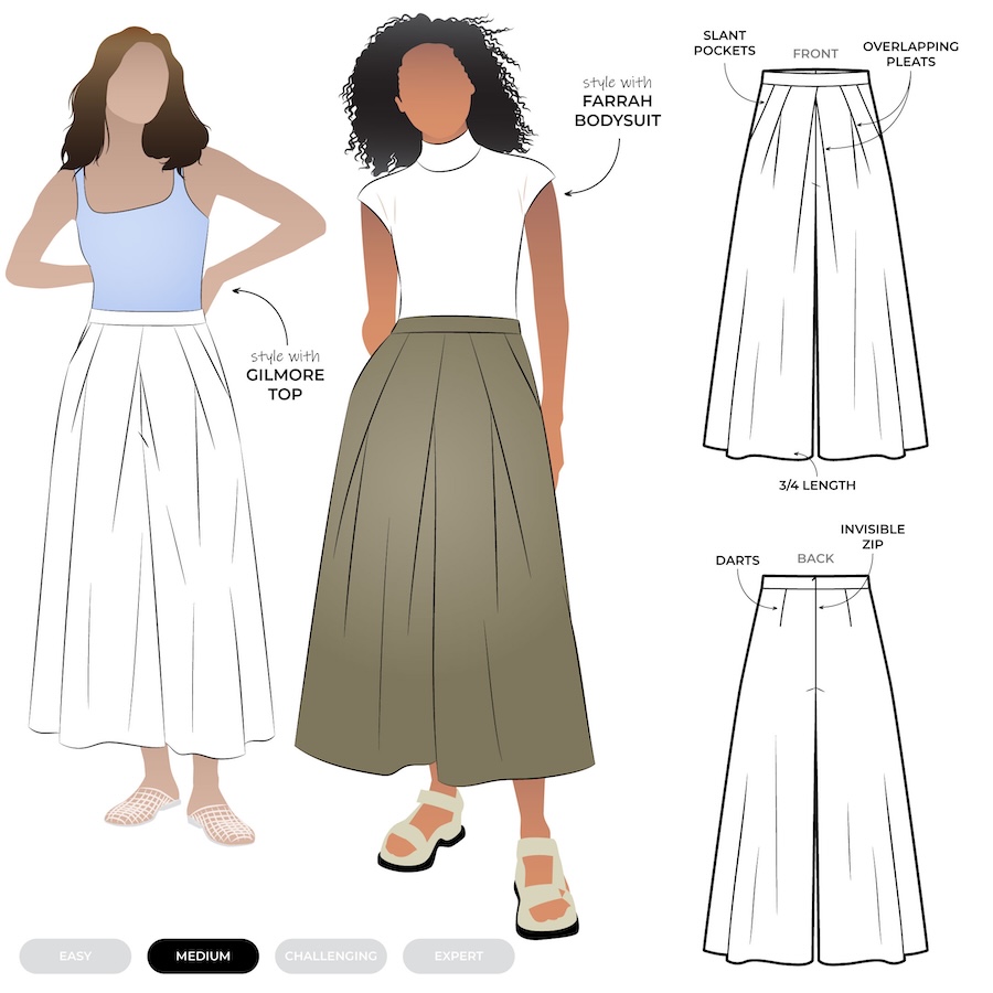 Erin Woven Culottes Pattern Size 18-30 By Style Arc