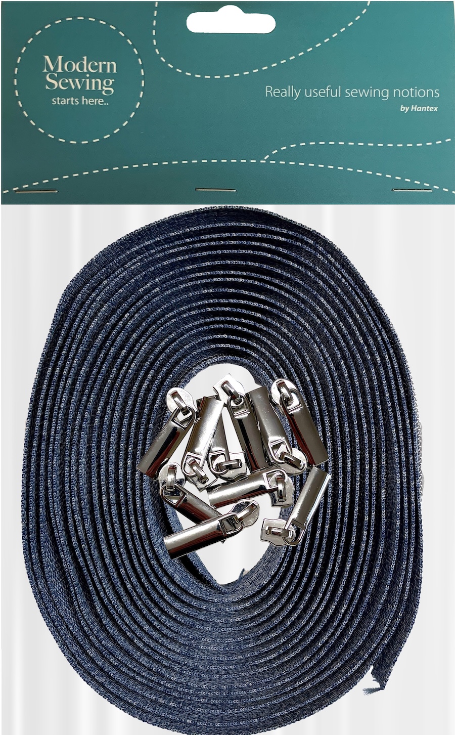 Denim With Silver Teeth #5 Continuous Zip With Pulls - 5m Tape / 10 Pulls