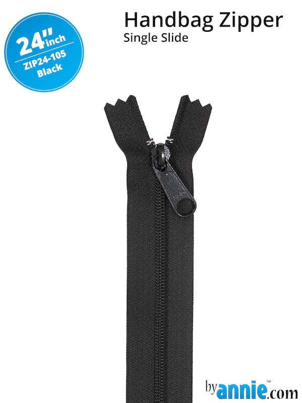 Single Slide Bag Zipper 24in Black From ByAnnie (ZIP24-105)