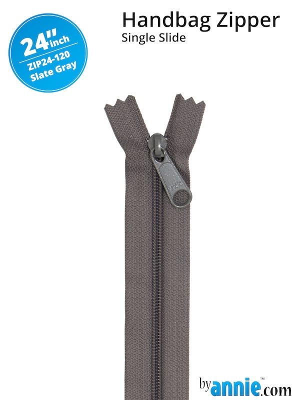 Single Slide Bag Zipper 24in Slate Gray From ByAnnie (ZIP24-120)