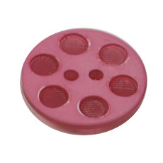 Acrylic Button 2 Hole Indented Circle 15mm Raspberry
