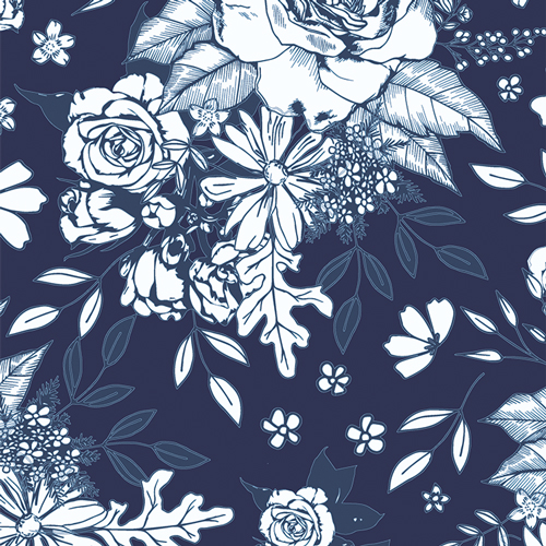 Floral Universe Midnight in Canvas from True Blue by Maureen Cracknell for AGF