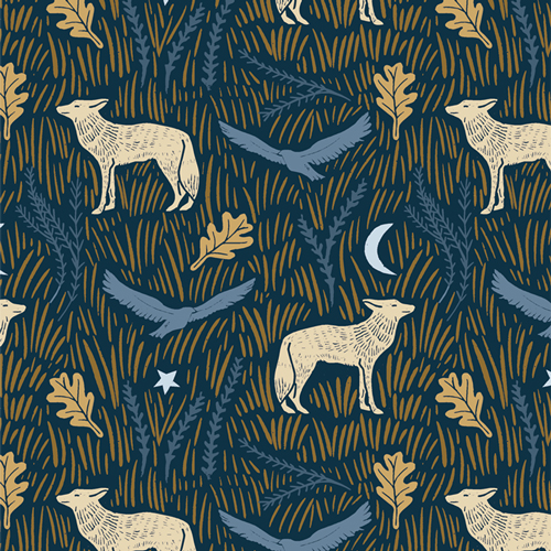 Wild Woodblock Night from Coyote Hill by Katie O'Shea for AGF (Due Jul)