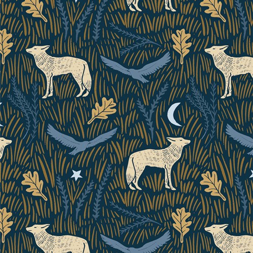 Wild Woodblock Night from Coyote Hill by Katie O'Shea for AGF