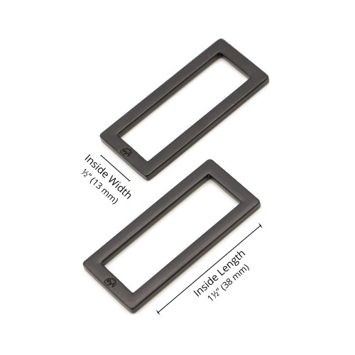 Rectangle Ring - Black Metal - 1.5 in (38mm) Pack of 2 From ByAnnie