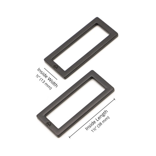 Rectangle Ring - Black Metal - 1.5 in (38mm) Pack of 2 ByAnnie