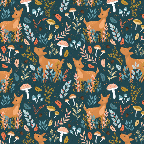 Dancing Deer From Woodland Creatures By Dominika Godette For Cloud9 Fabrics