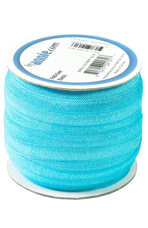 Parrot Blue Foldover Elastic 20mm x 50yds (45.7m) From ByAnnie (SUP211-50-PARRT BLUE)