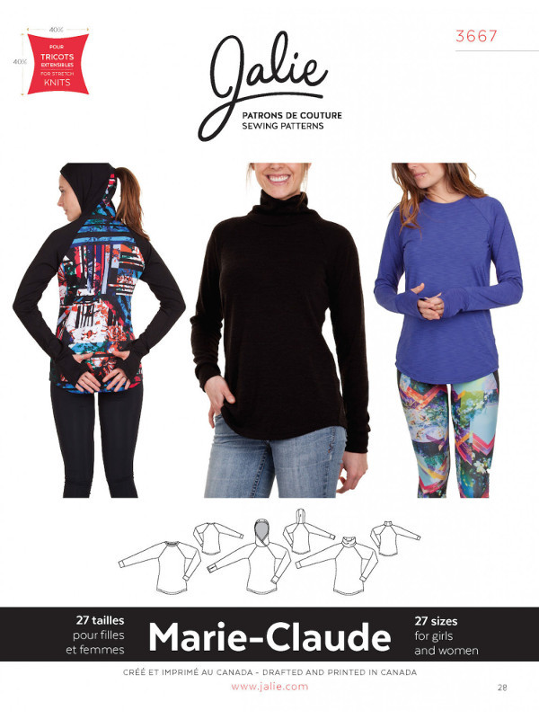 Marie Claude Raglan Pullovers Pattern by Jalie