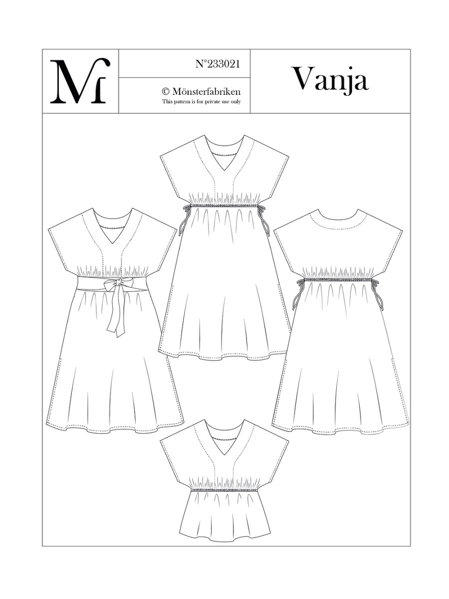 Vanja Dress / Top Pattern 80 - 116cm Hip by Monsterfabriken