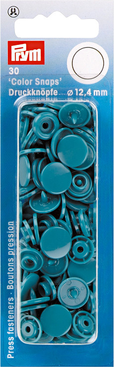 Prym Dark Turquoise Non-sew Colour Snaps - 12.4mm 30 Pieces