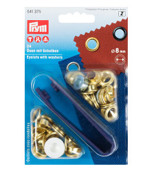 Prym Eyelets And Washers 8mm Gold Coloured - 24 Pieces Brass Rustproof