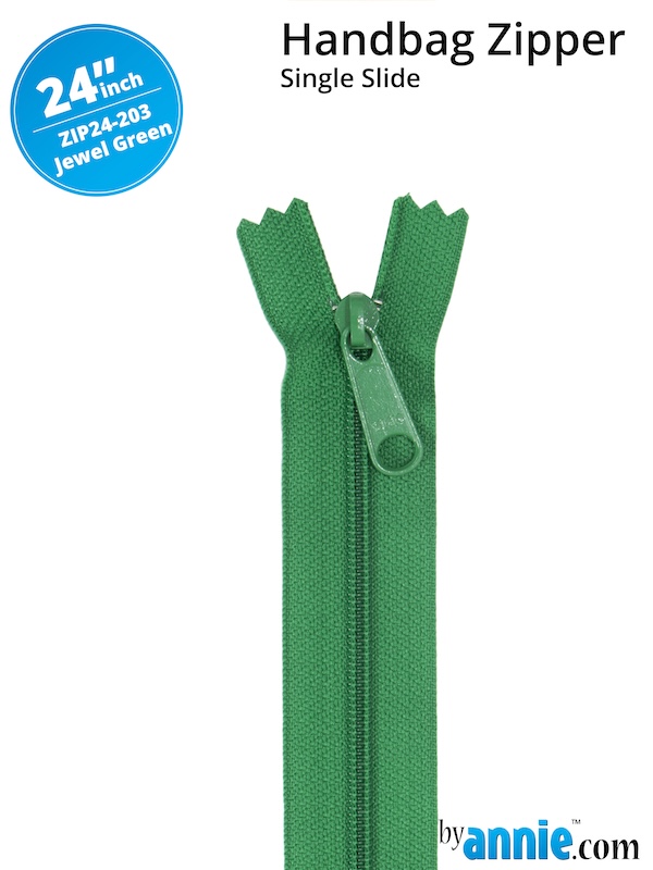 Single Slide Bag Zipper 24in Jewel Green From ByAnnie (ZIP24-203)