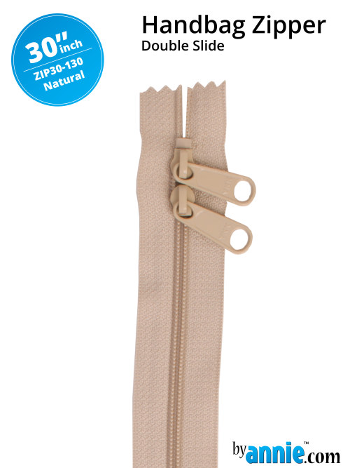 Double Slide Bag Zipper 30in Natural