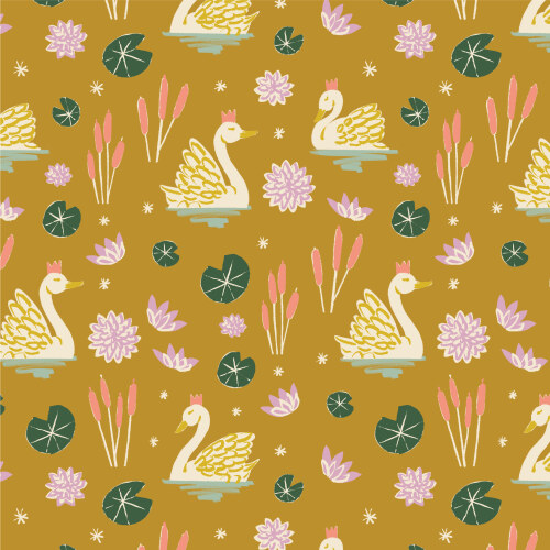 Swan Lake From Floral Frenzy By Samantha Johnson For Cloud9 Fabrics