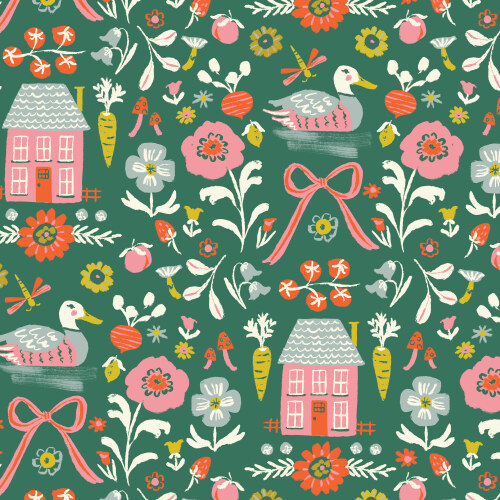 Homestead from Happy Homestead in Green/Multi by Samantha Johnson for Cloud9 Fabrics (Avail Jun)