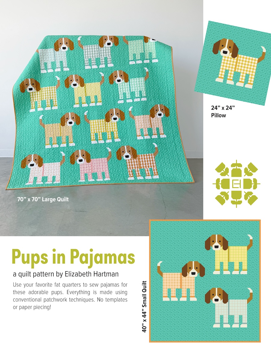 Pups In Pajamas Quilt Pattern By Elizabeth Hartman (Avail Aug)