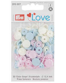 Prym Pale Pink / Light Blue / Pearl Non-sew Colour Snaps - 12.4mm 30 Pieces