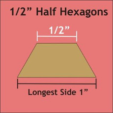 0.5 Inch Half Hexagons 100 Pieces - Paper Piecing