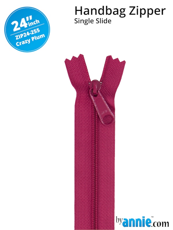 Single Slide Bag Zipper 24in Crazy Plum From ByAnnie (ZIP24-255)