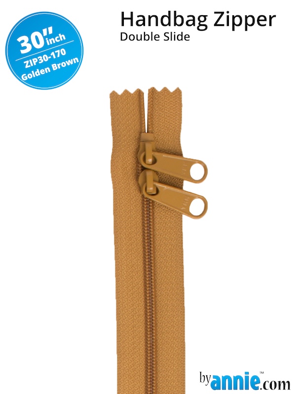 Double Slide Bag Zipper 30in Golden Brown From ByAnnie (ZIP30-170)