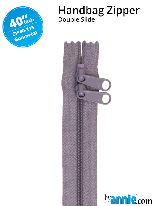 Double Slide Bag Zipper 40in Gunmetal From ByAnnie