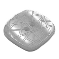 Acrylic Button 2 Hole Square Gloss Embossed 14mm Bluey Grey