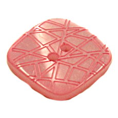 Acrylic Button 2 Hole Square Gloss Embossed 12mm Rose Pink