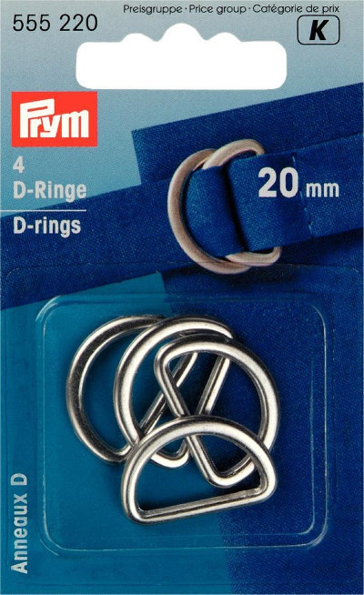 Prym D-rings 20mm Silver Col 4pcs