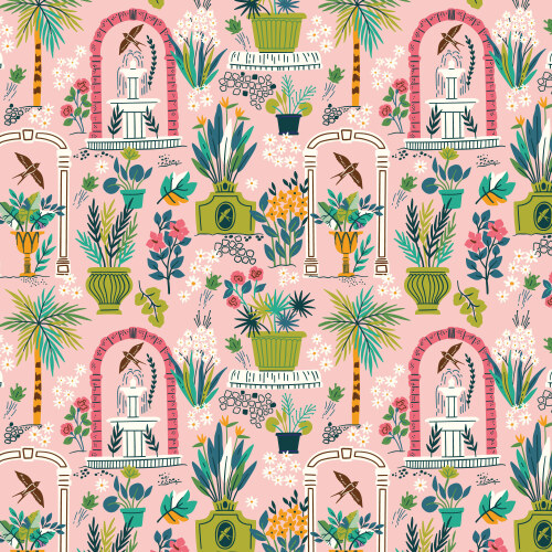 Garden from Bohemian Paradise in Pink by Maria Galybina for Cloud9 Fabrics (Avail May)
