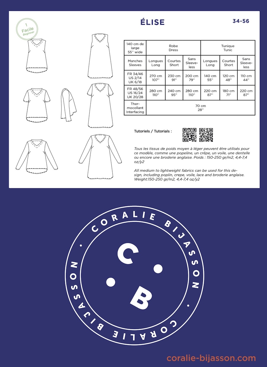 Elise Tunic And Dress Pattern By Coralie Bijasson (Avail May)