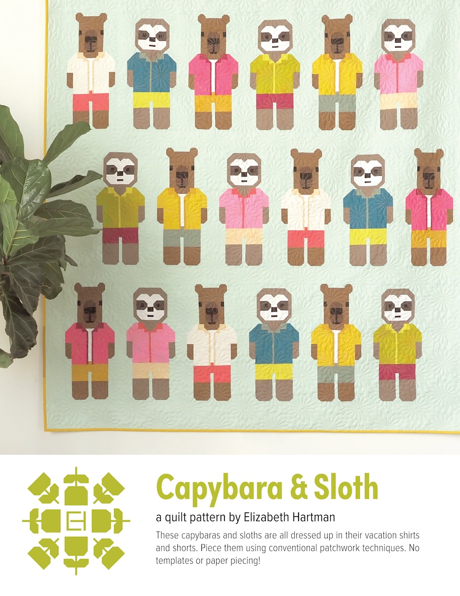 Capybara & Sloth Quilt Pattern Book By Elizabeth Hartman