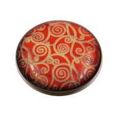 Acrylic Shank Button Gold Embossed 18mm Red