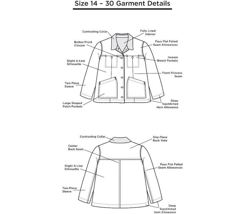 Thayer Jacket Pattern Size 14-30 by Grainline Studio